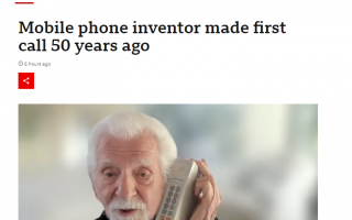 50 年前的今天，人類用手機打出了第一通移動電話